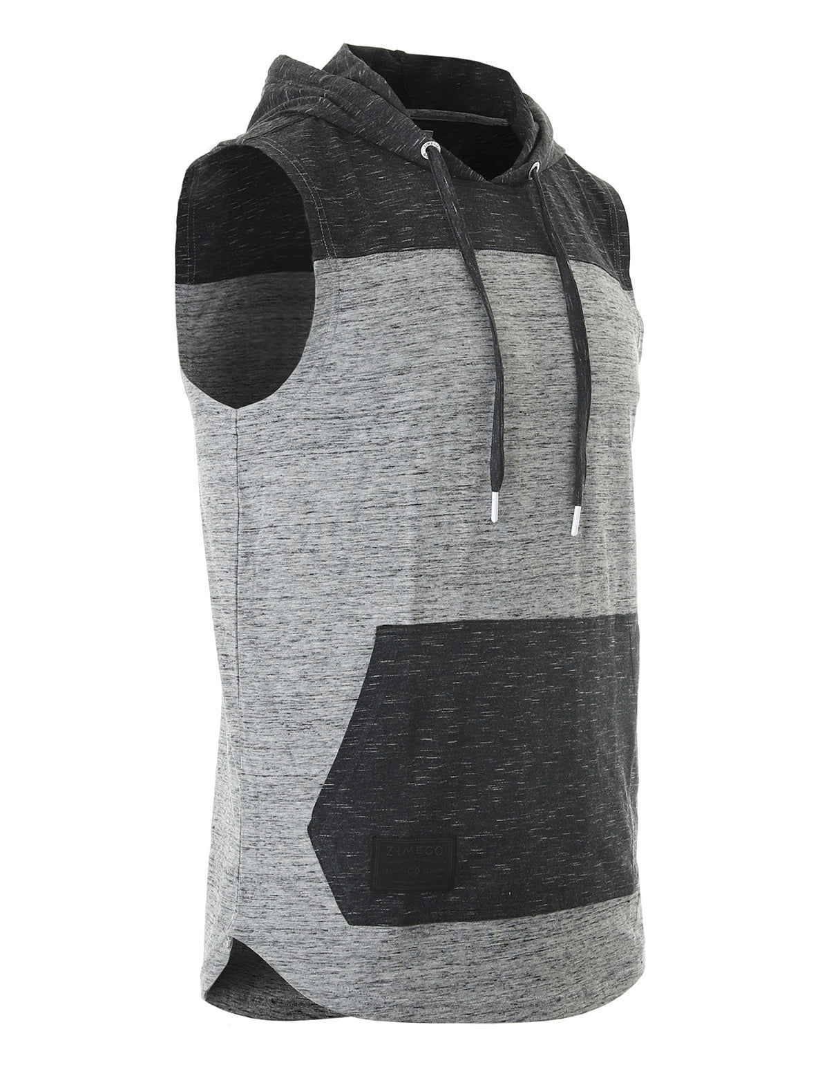 Color Block Sleeveless Pullover Kangaroo Pocket Workout Hooded Tank