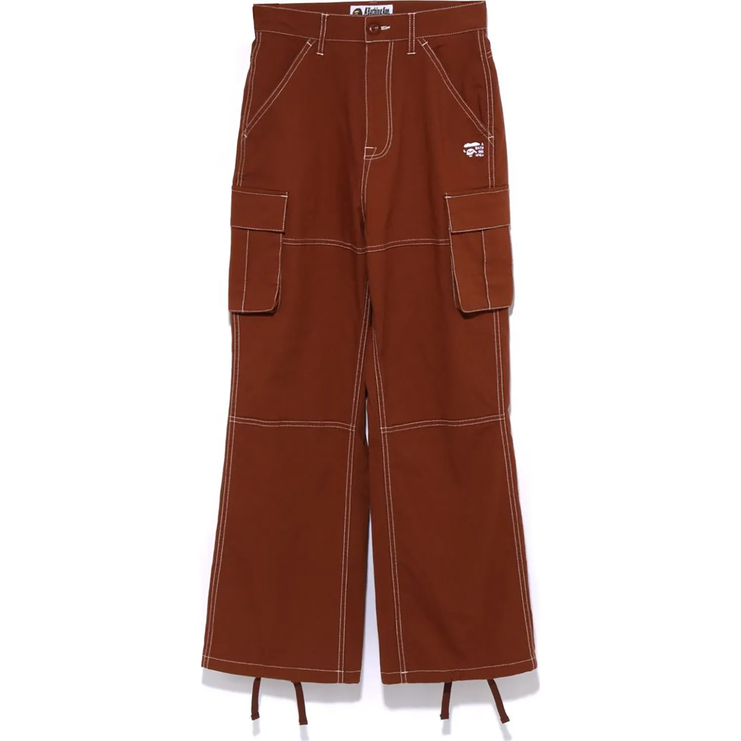 COLOR STITCHING HIGH WAIST CARGO PANTS LADIES