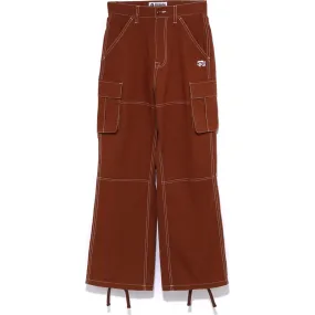 COLOR STITCHING HIGH WAIST CARGO PANTS LADIES