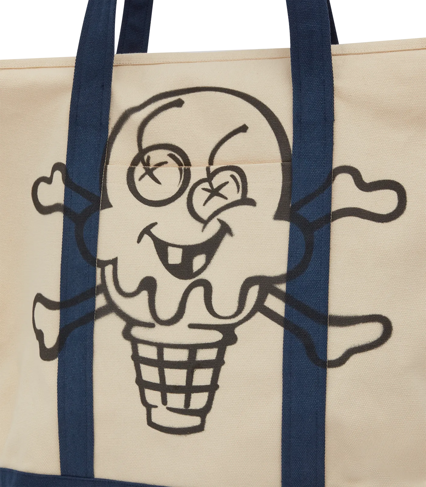 CONES AND BONES TOTE BAG - ECRU/NAVY