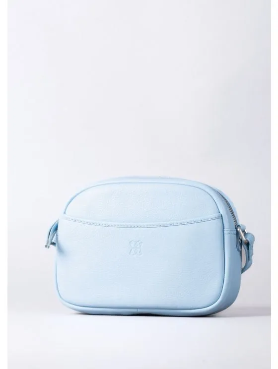 Coniston Leather Cross Body Camera Bag in Light Blue