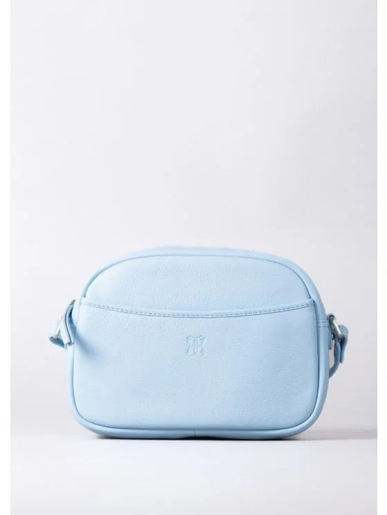 Coniston Leather Cross Body Camera Bag in Light Blue