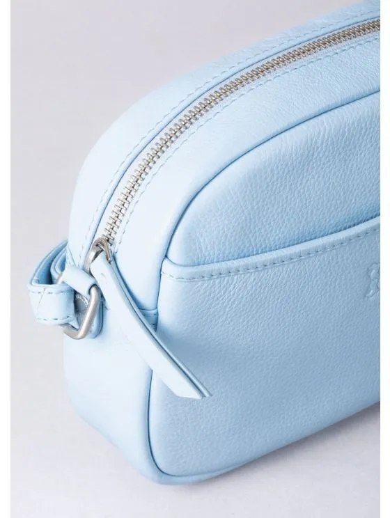 Coniston Leather Cross Body Camera Bag in Light Blue