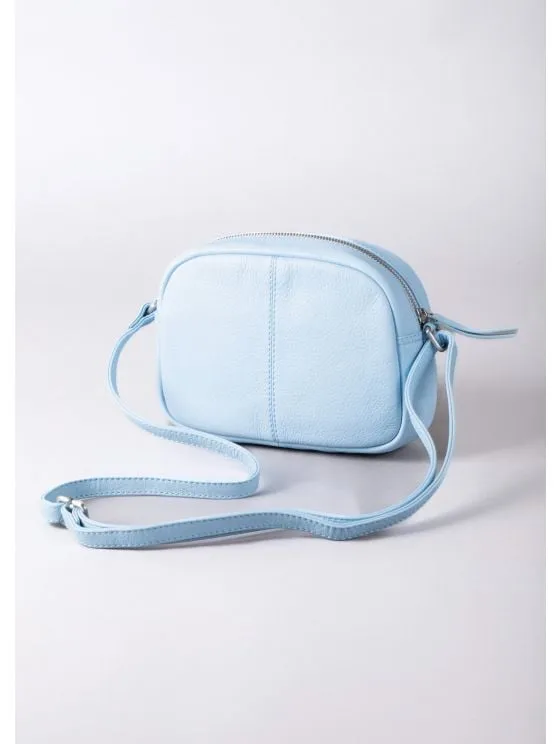 Coniston Leather Cross Body Camera Bag in Light Blue