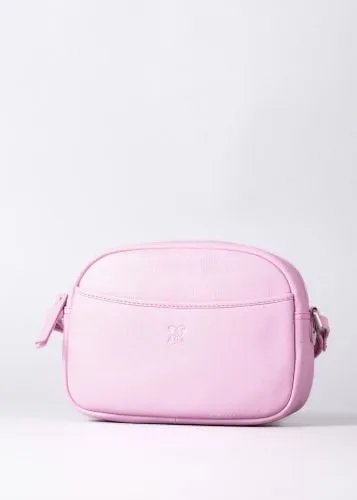 Coniston Leather Cross Body Camera Bag in Light Pink