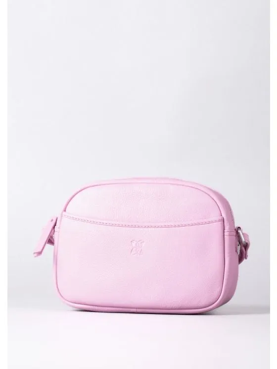 Coniston Leather Cross Body Camera Bag in Light Pink