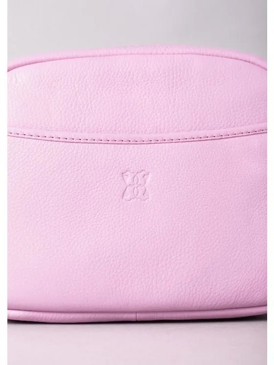 Coniston Leather Cross Body Camera Bag in Light Pink