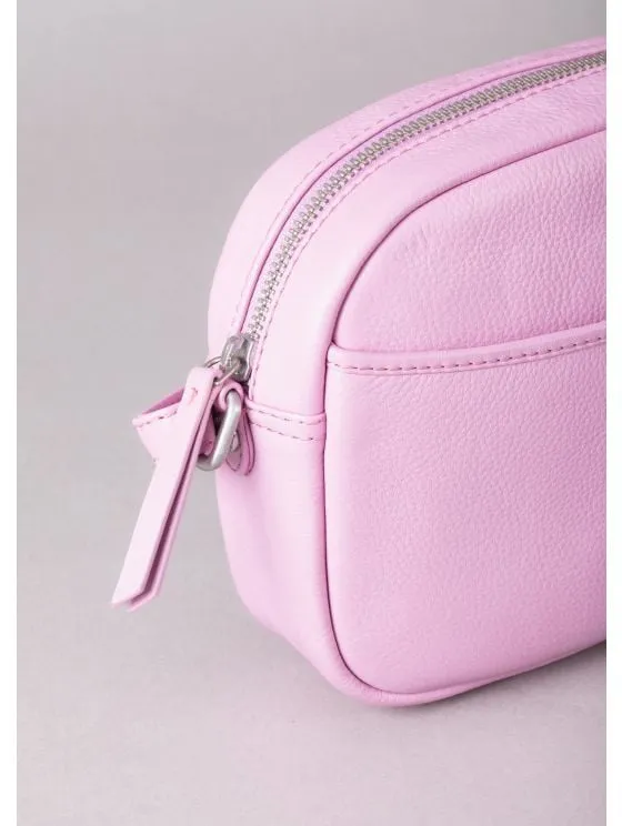 Coniston Leather Cross Body Camera Bag in Light Pink