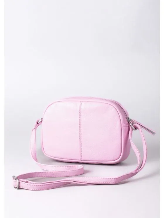 Coniston Leather Cross Body Camera Bag in Light Pink