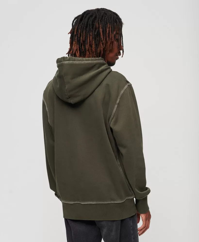 Contrast Stitch Relaxed Hoodie | Dark Grey Green