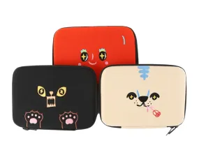 Cute Characters Square Book Pouches Purses Handbags Cosmetics Coin Wallets Writing Instrument Inner Pocket Embroidery Black Red 