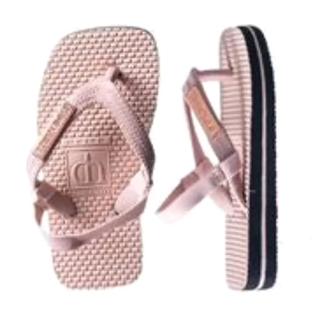 Damien Hall Flip Flops Boutique Pink Rose Gold Badge w Straps 11/12