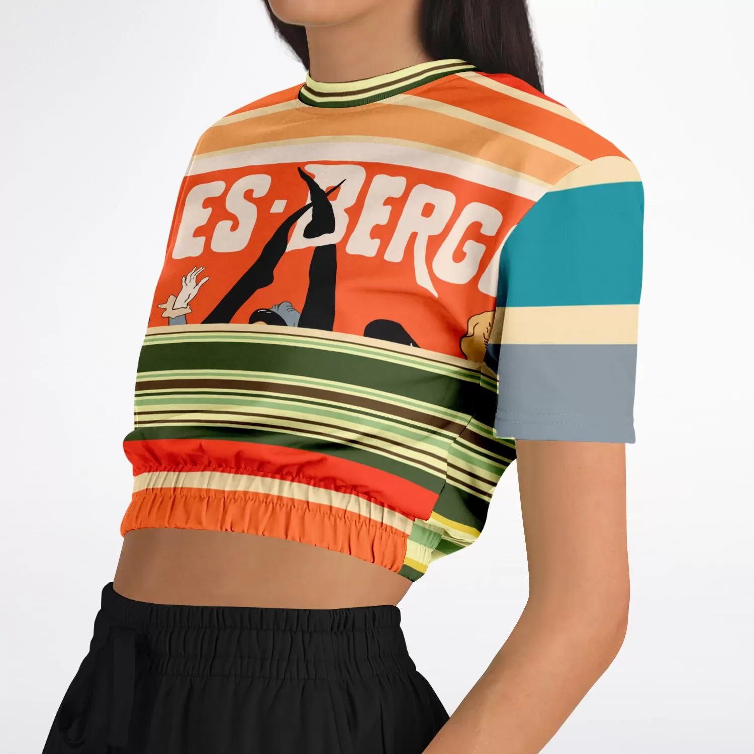 Dance Steps Rainbow Short Sleeve Cropped Eco-Poly Sweater