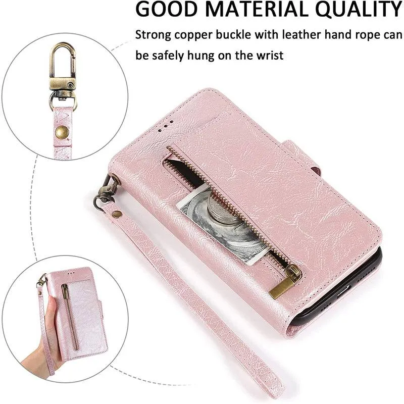 Detachable Flip Folio Zipper Purse Phone Case for iPhone 12 Series