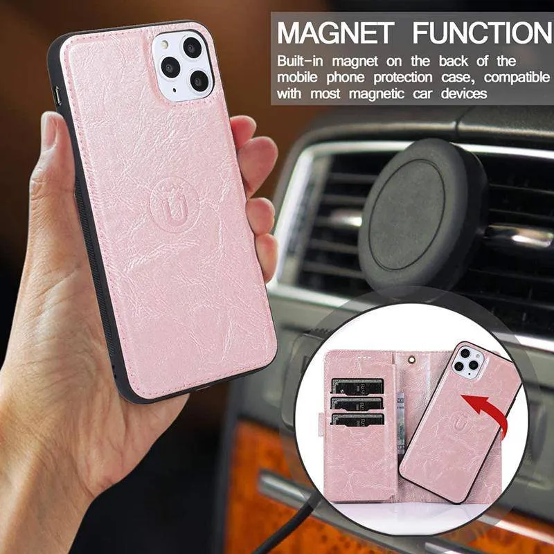 Detachable Flip Folio Zipper Purse Phone Case for iPhone 13 Series