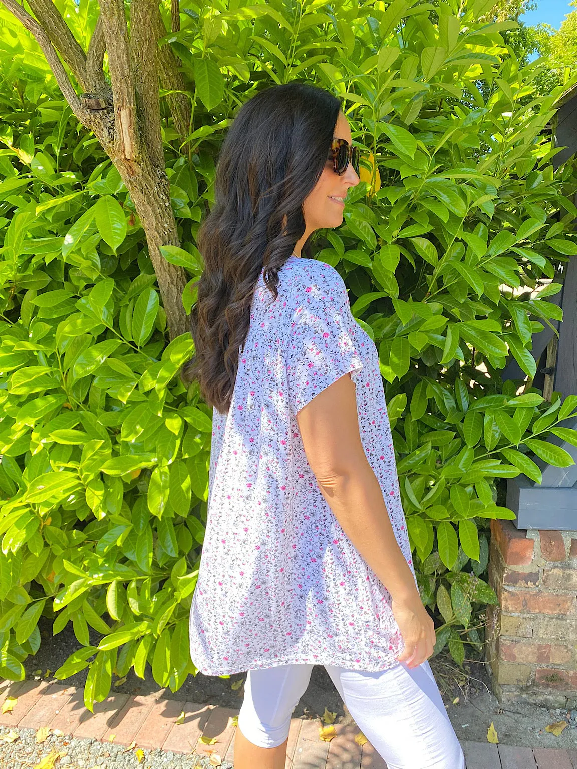 Ditsy Floral V Neck Top Diani