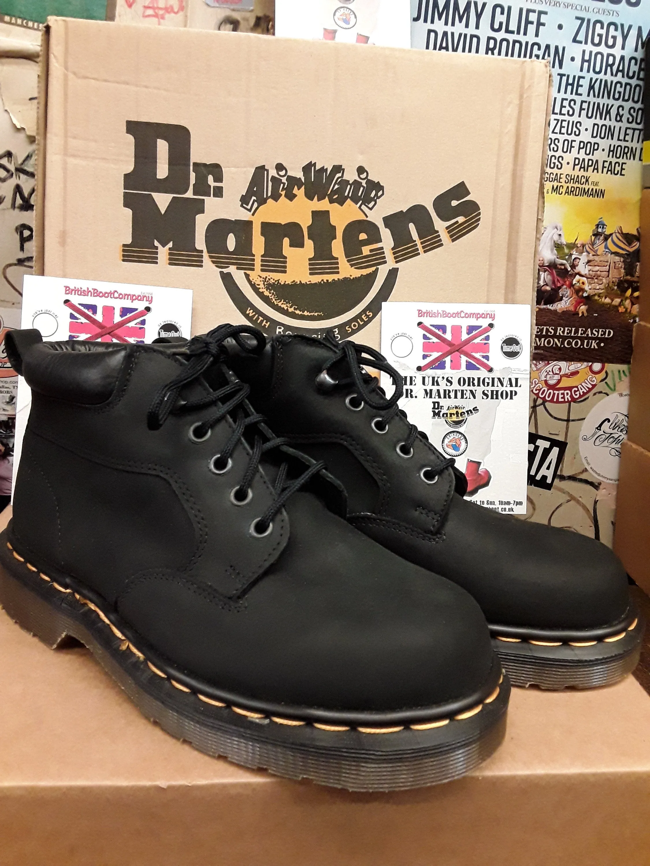 Dr Martens Black made in England  black 5 eye boot size 4