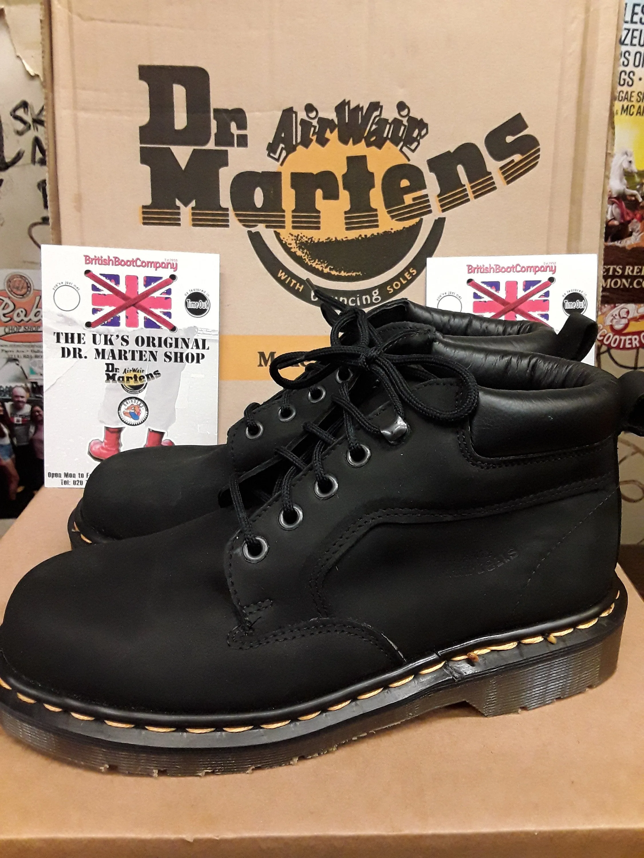 Dr Martens Black made in England  black 5 eye boot size 4