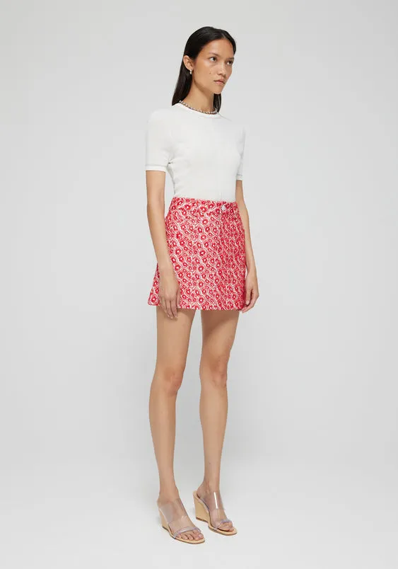 Embroidered Floral Denim Skirt