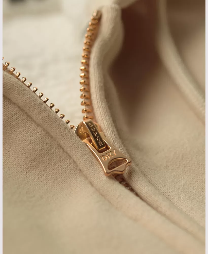 Essential Borg Lined Zip Hoodie | Tapioca Cream