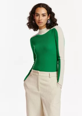 Essentiel Antwerp Estoy Turtleneck Sweater - Green/Off-White: S