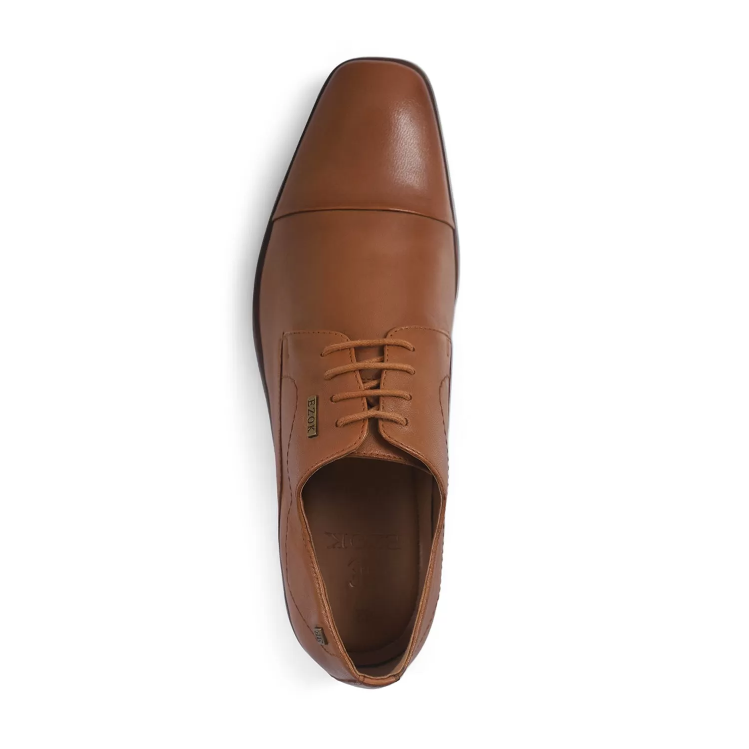 Ezok Tan Formal Cap Toe Leather Derby Shoes