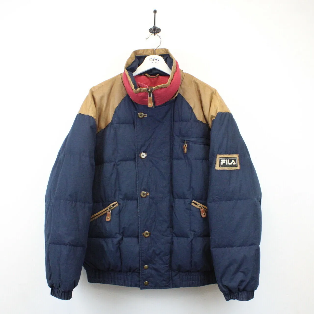 FILA 90s Puffer Jacket Navy Blue | XL