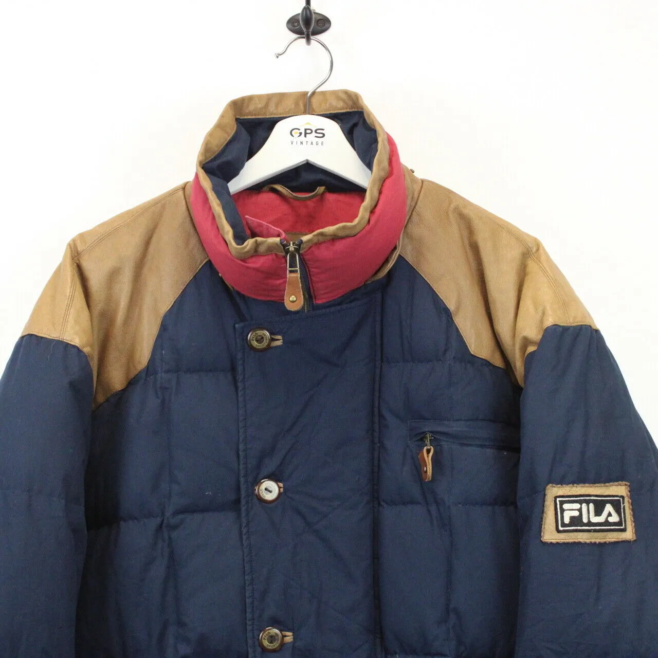 FILA 90s Puffer Jacket Navy Blue | XL