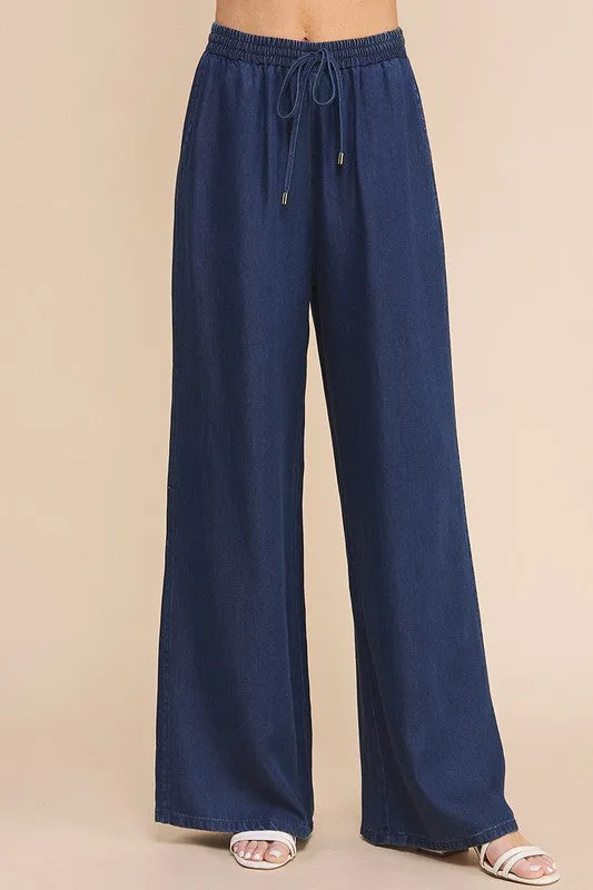 FINAL SALE - Chambray Wide Leg Pants - 2 Colors!