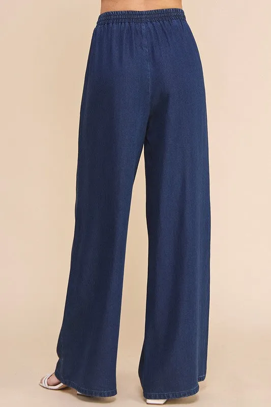 FINAL SALE - Chambray Wide Leg Pants - 2 Colors!