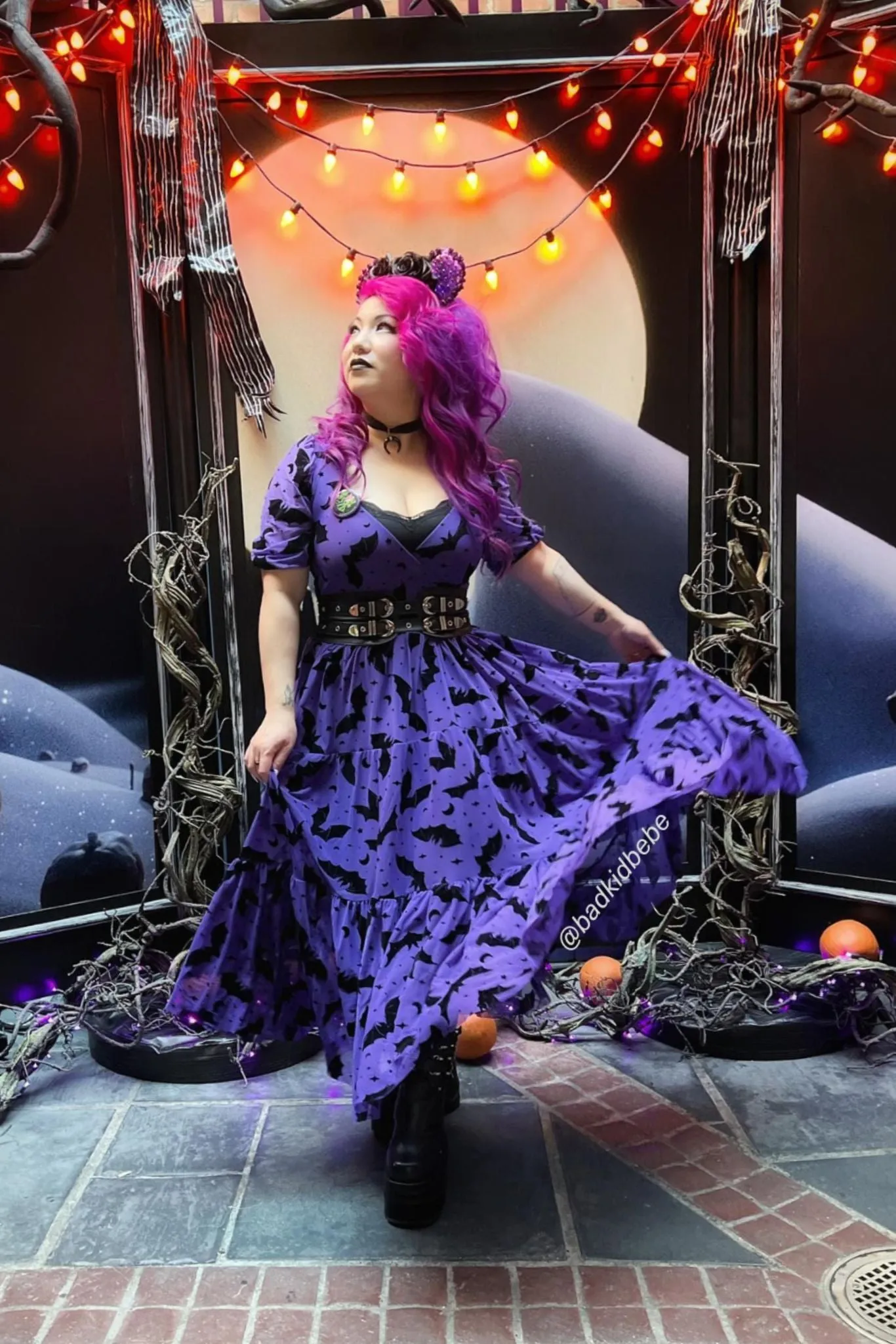 Flock Of Bats Purple Wrap Midaxi Dress