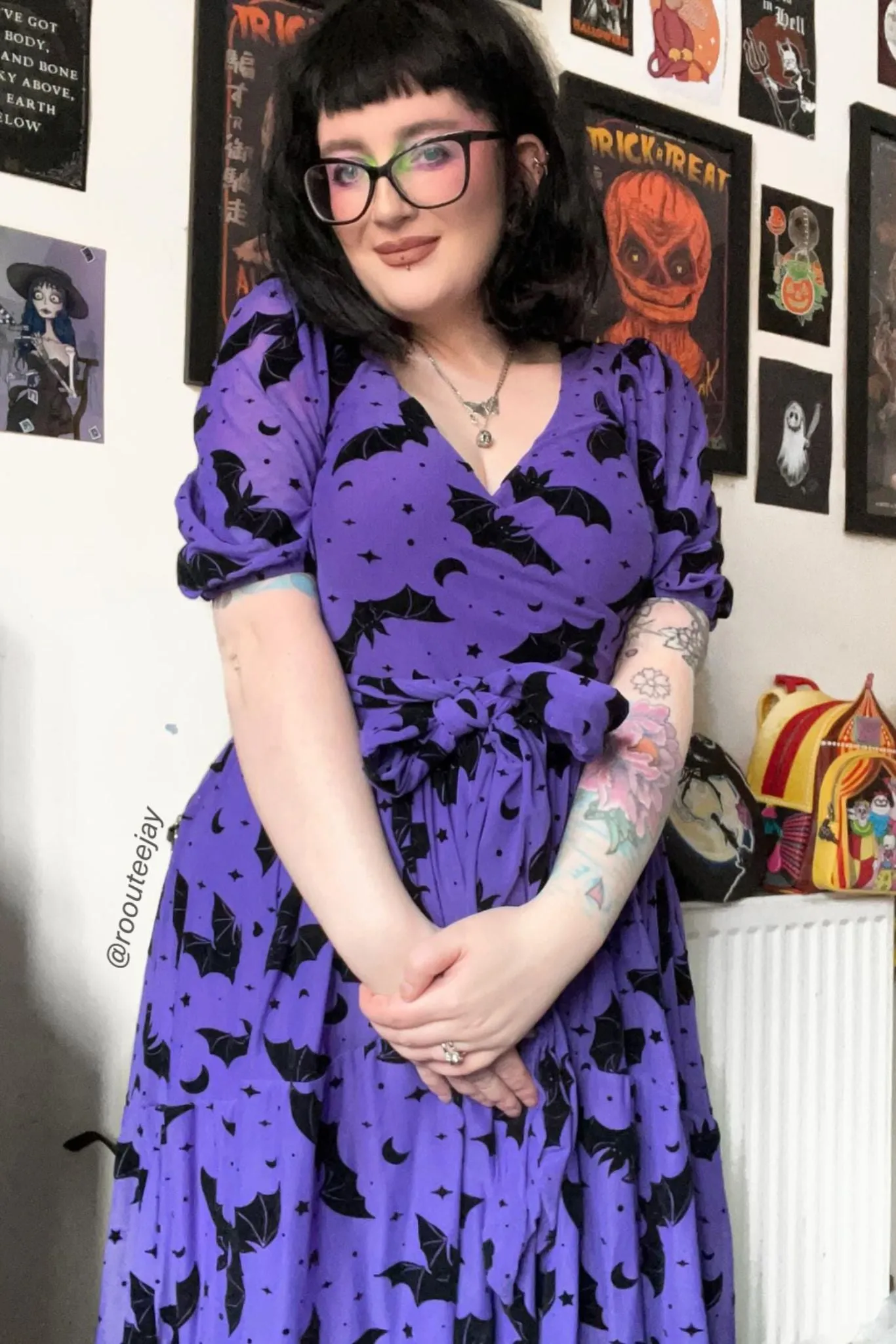 Flock Of Bats Purple Wrap Midaxi Dress