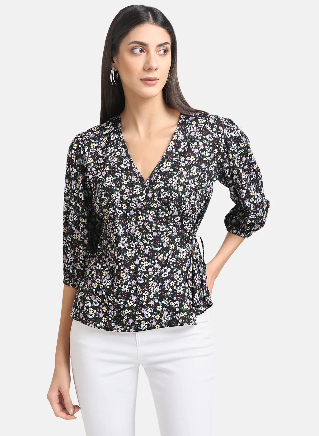 Floral Printed Wrap Top