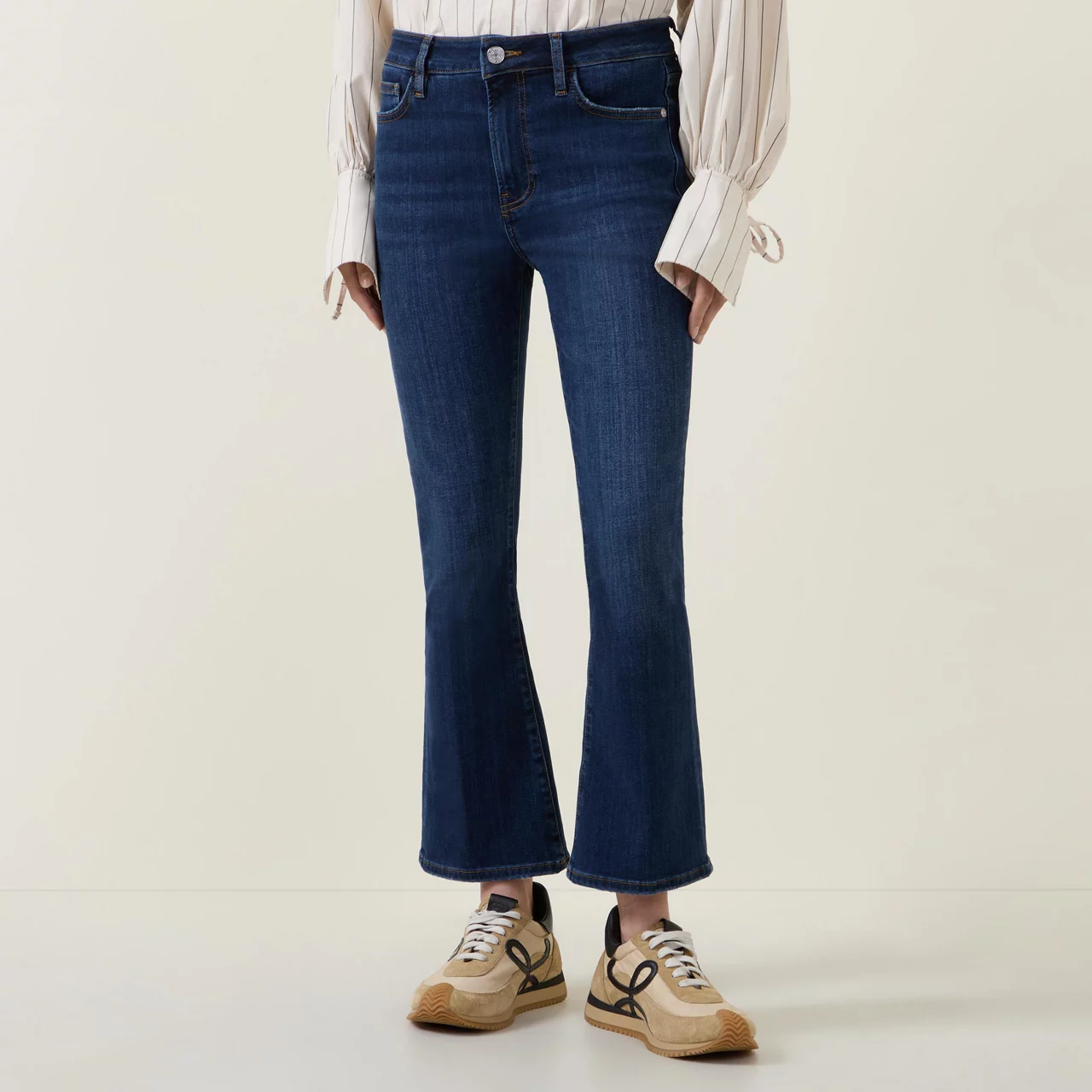 FRAME Le Crop Mini Boot Mid-Rise Jeans - Dark Blue