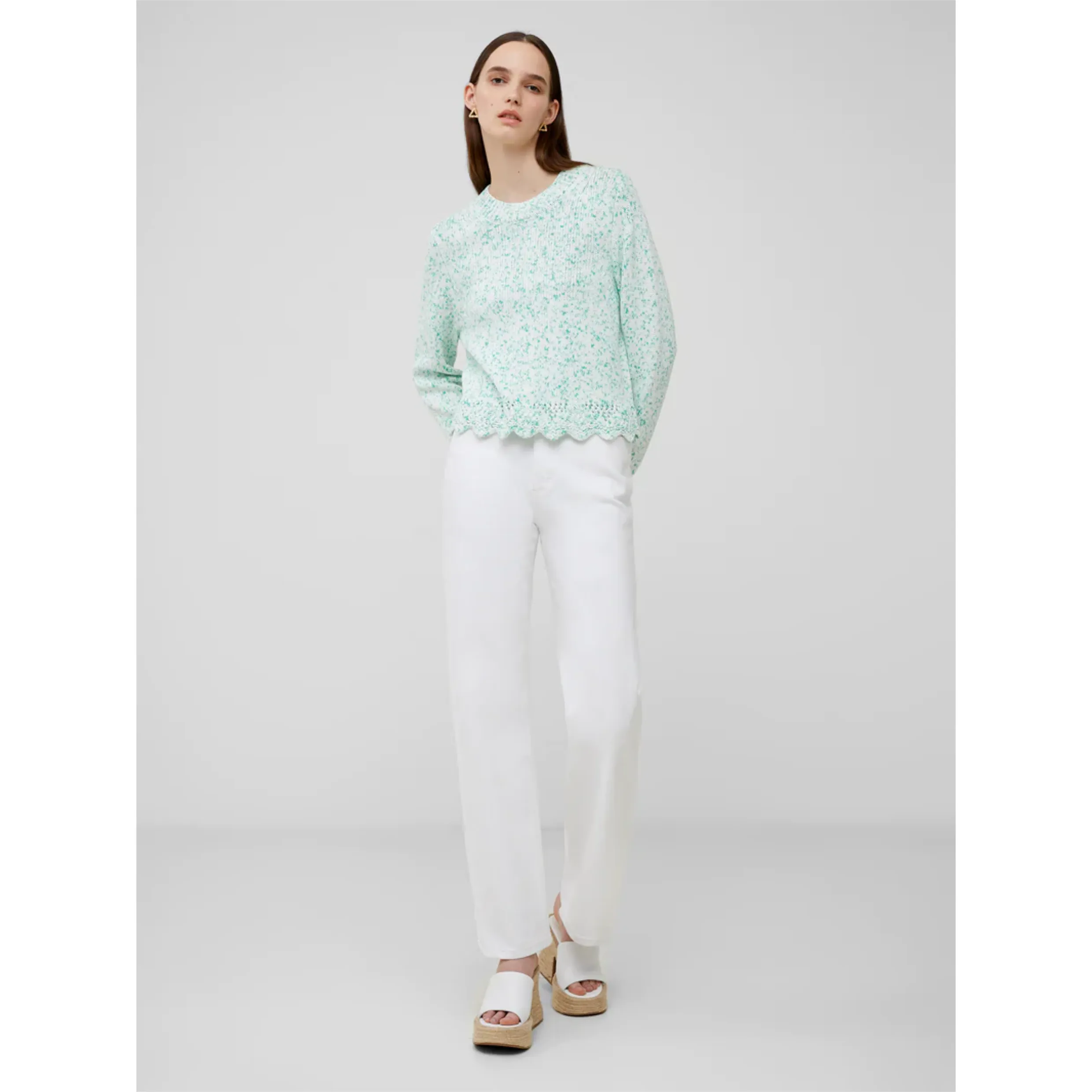 French Connection Nevanna Recycled Scallop Hem Sweater in Jelly Bean 78WAD