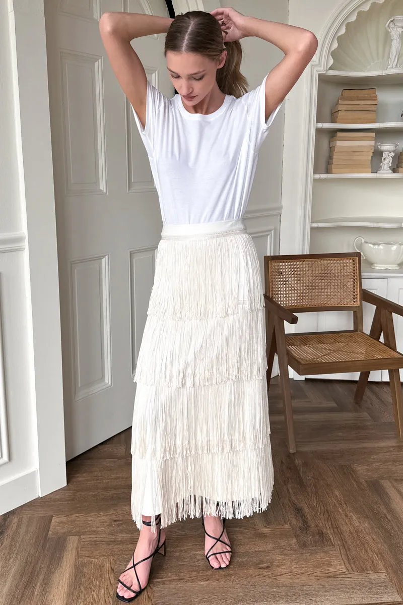 Fringe Midi Skirt - Ivory