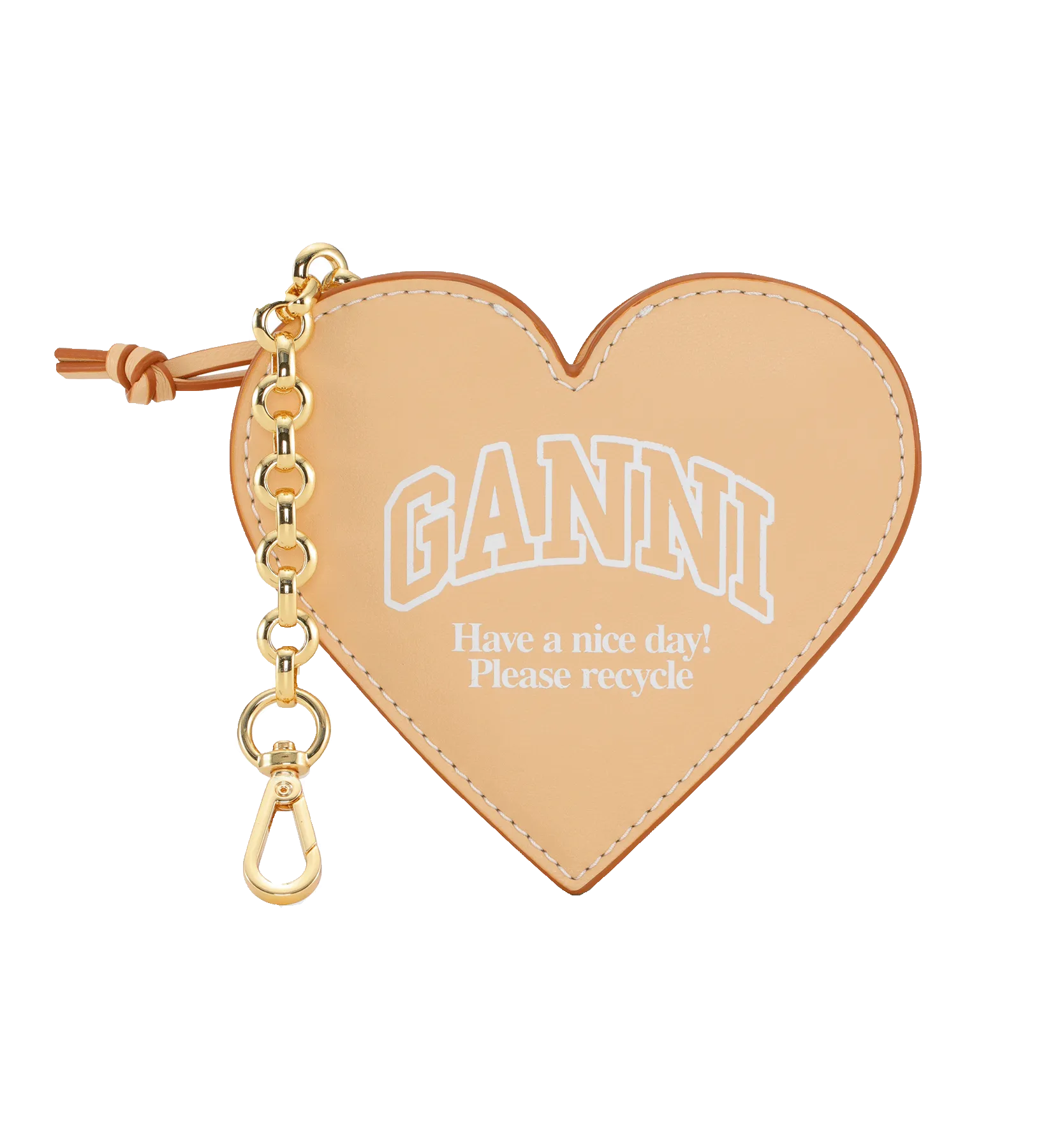 GANNI Cream Funny Heart Zipped Coin Purse