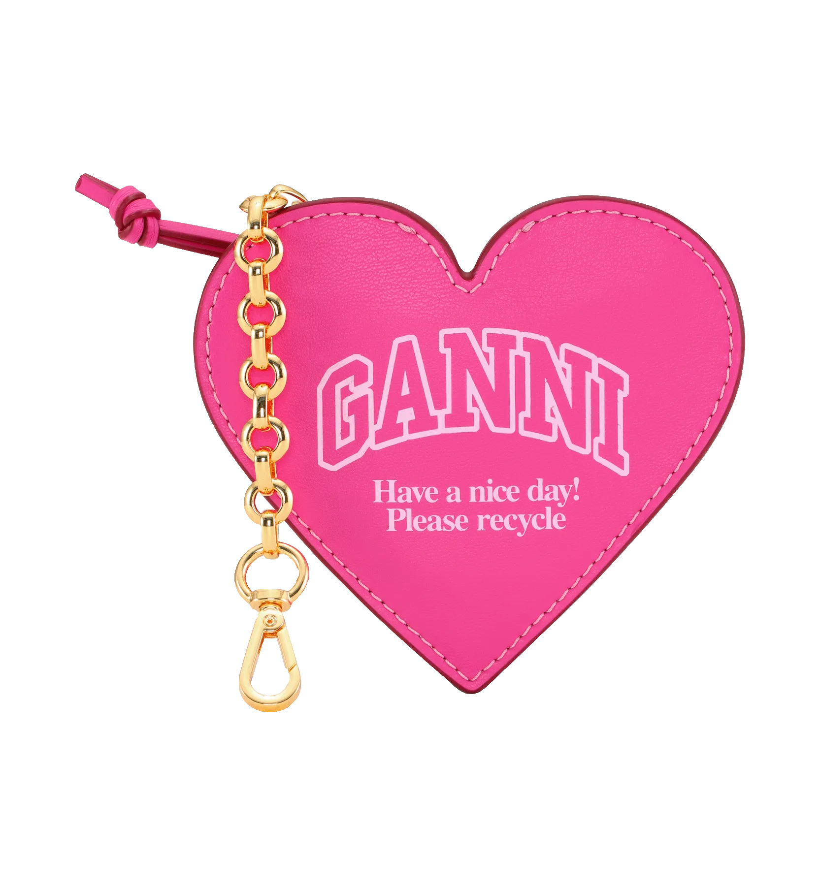 GANNI Pink Funny Heart Zipped Coin Purse