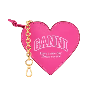 GANNI Pink Funny Heart Zipped Coin Purse