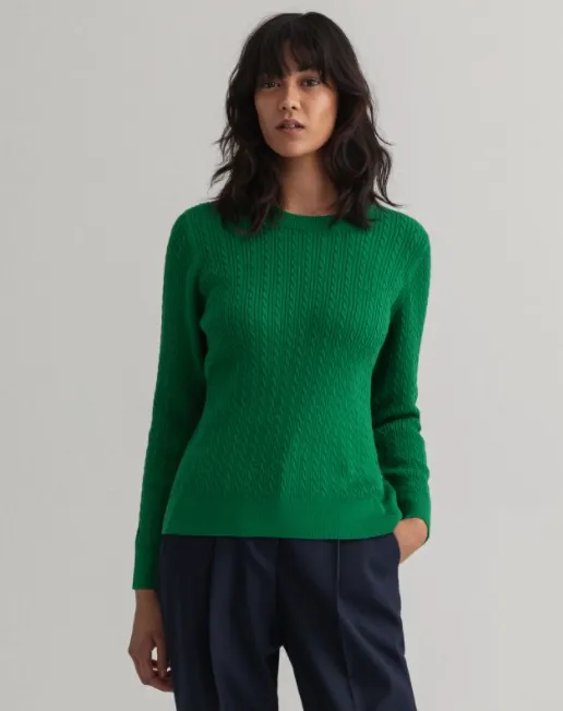 GANT Cable Crew Neck Sweater Lavish Green 4121