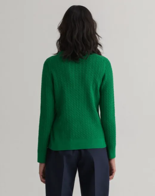 GANT Cable Crew Neck Sweater Lavish Green 4121