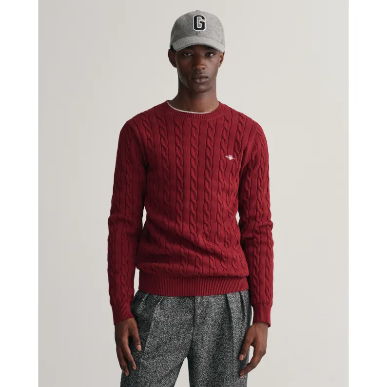 GANT Cotton Cable Crew Neck Sweater 8050601 - Plumped Red