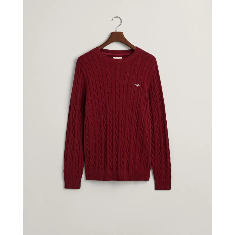 GANT Cotton Cable Crew Neck Sweater 8050601 - Plumped Red