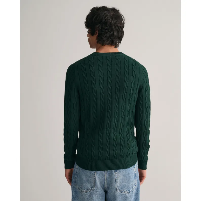 GANT Cotton Cable Crew Neck Sweater 8050601 - Tartan Green