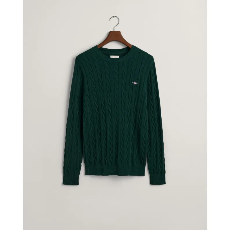 GANT Cotton Cable Crew Neck Sweater 8050601 - Tartan Green