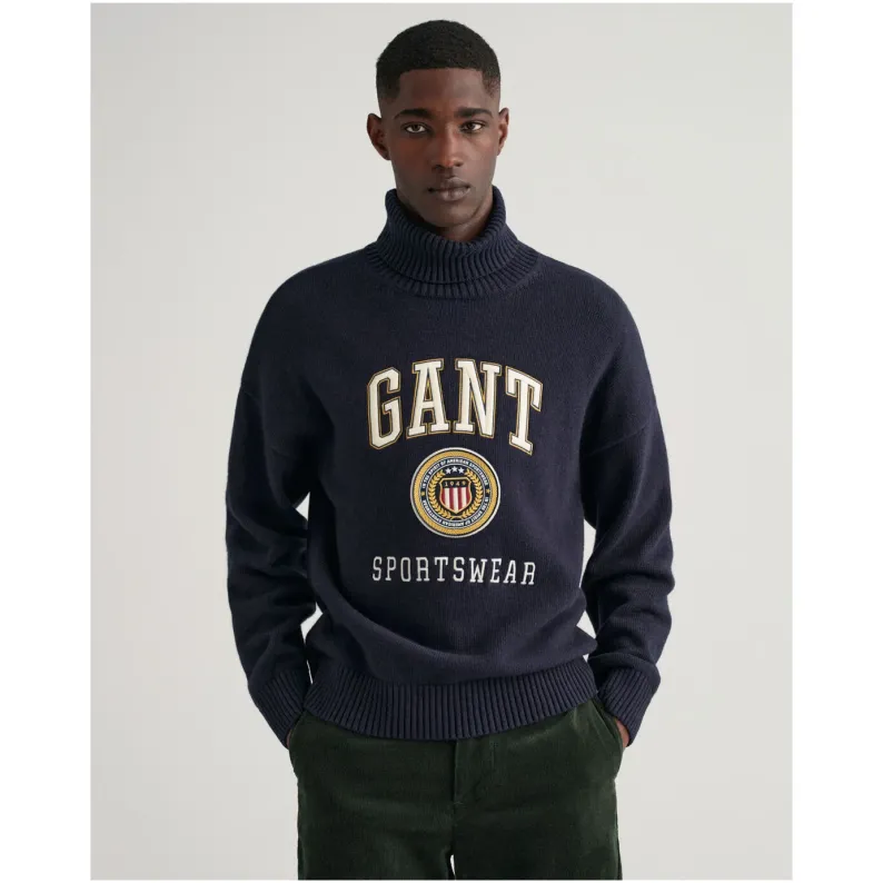 GANT Crest Shield Rollneck Sweater Evening Blue