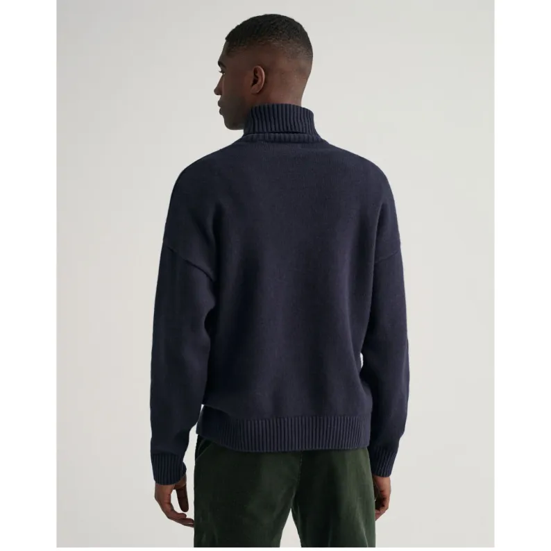 GANT Crest Shield Rollneck Sweater Evening Blue