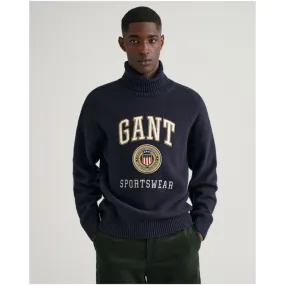 GANT Crest Shield Rollneck Sweater Evening Blue