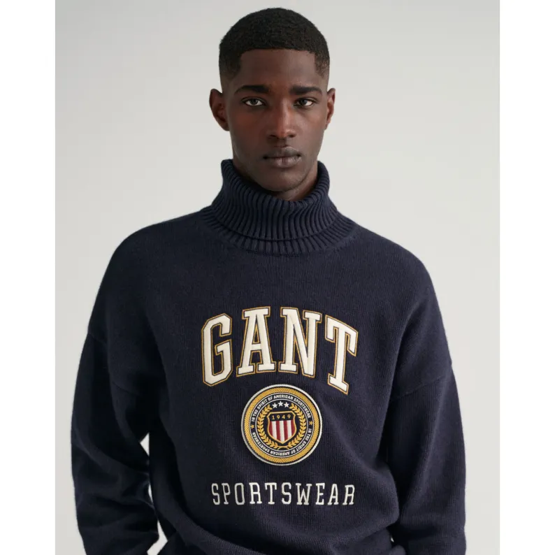 GANT Crest Shield Rollneck Sweater Evening Blue