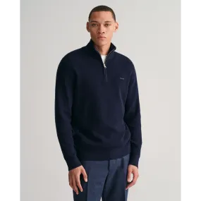 GANT Ribbed Cotton Wool Half-Zip Sweater - Evening Blue